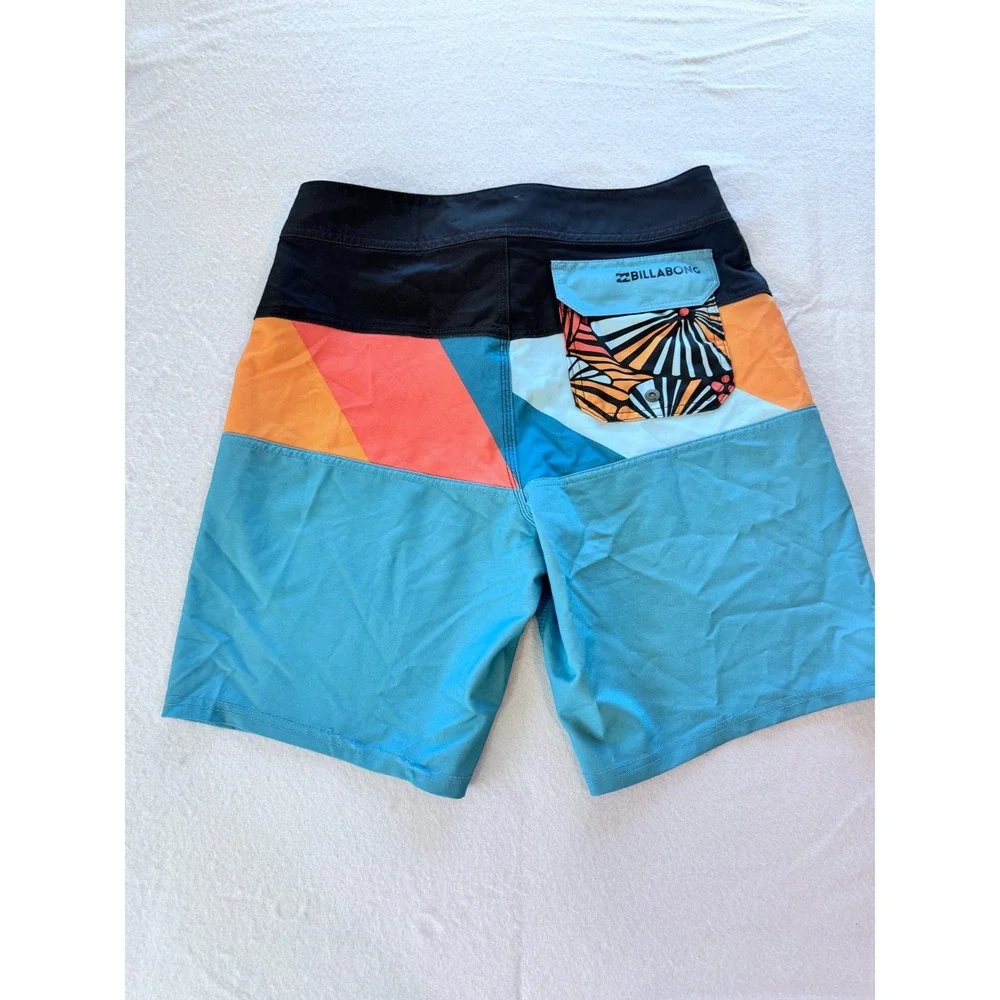 Billabong Mens Tribong Stretch Boardshorts PlatinumX Blue‎ Orange ~ Size 28
